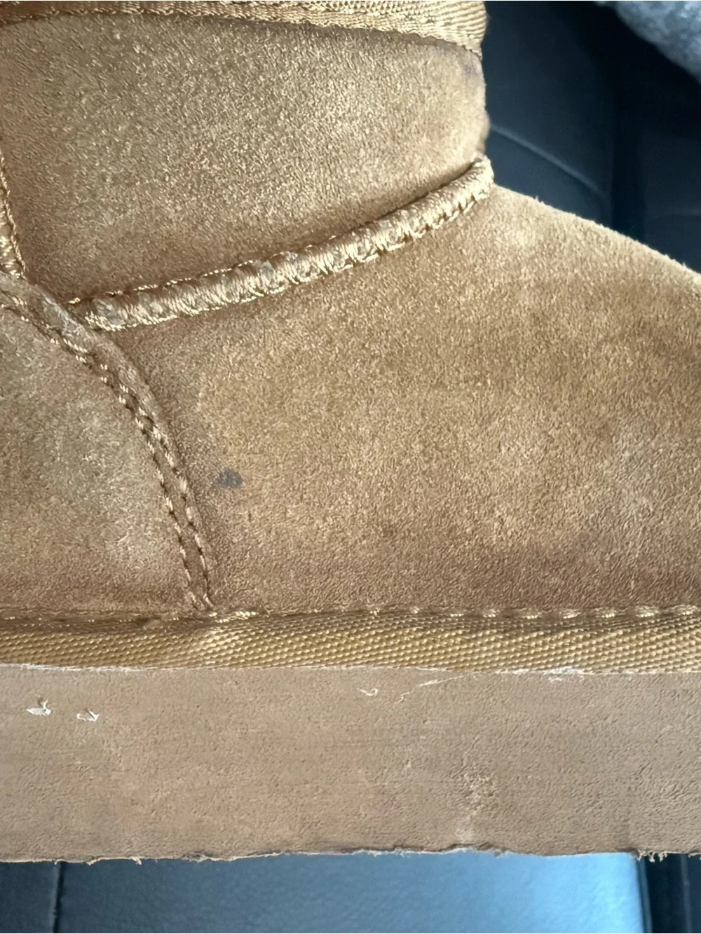 BearPaw Kids Chestnut Suede Plush-Lined Slip-On Booties size 12 youth